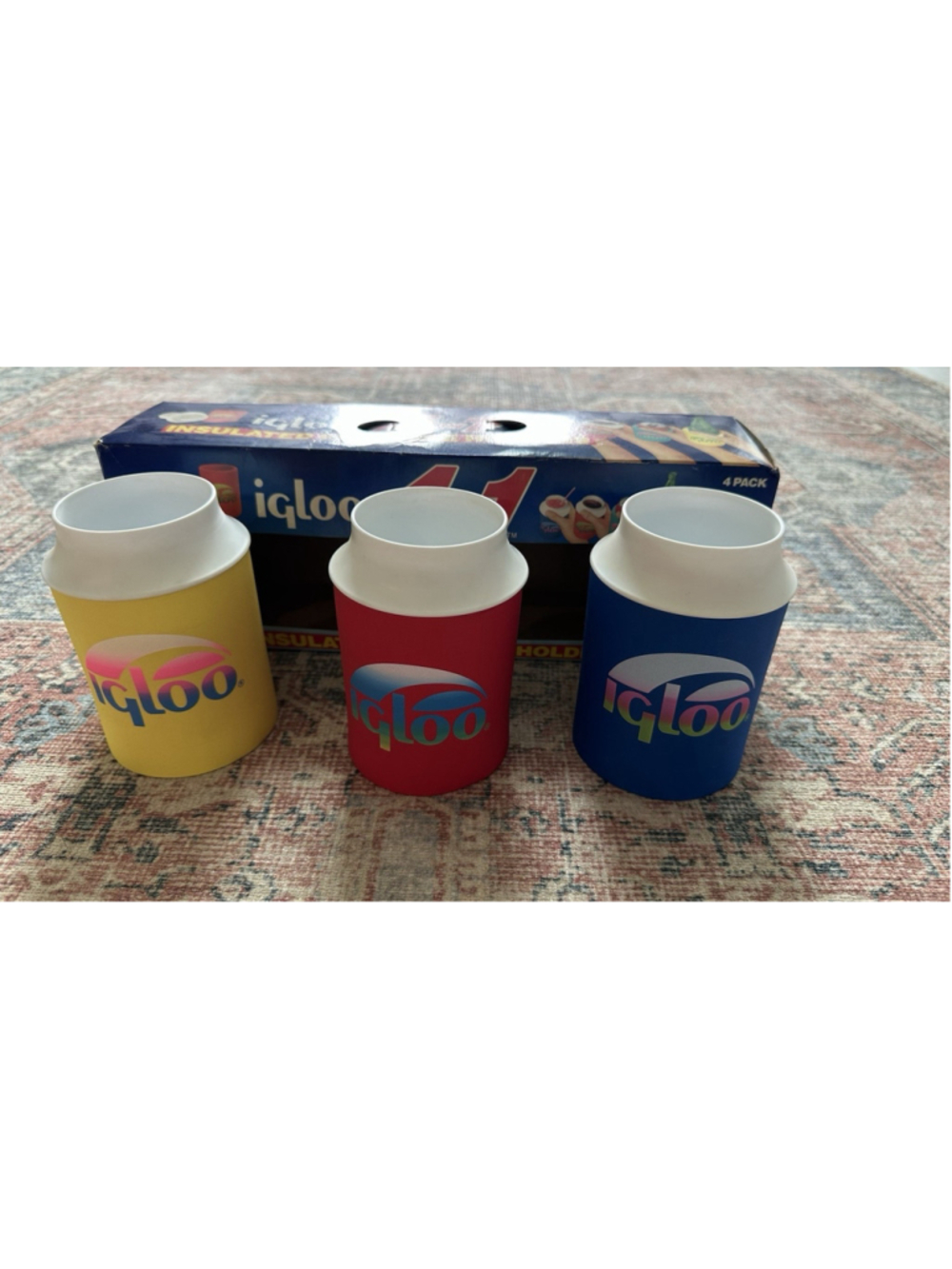 Vintage Igloo SET OF 3 Insulated Beverage Holders 1987 OPEN BOX Doozie